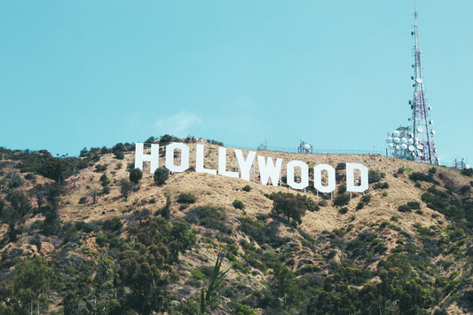The Hollywood sign on the hillside above Los Angeles